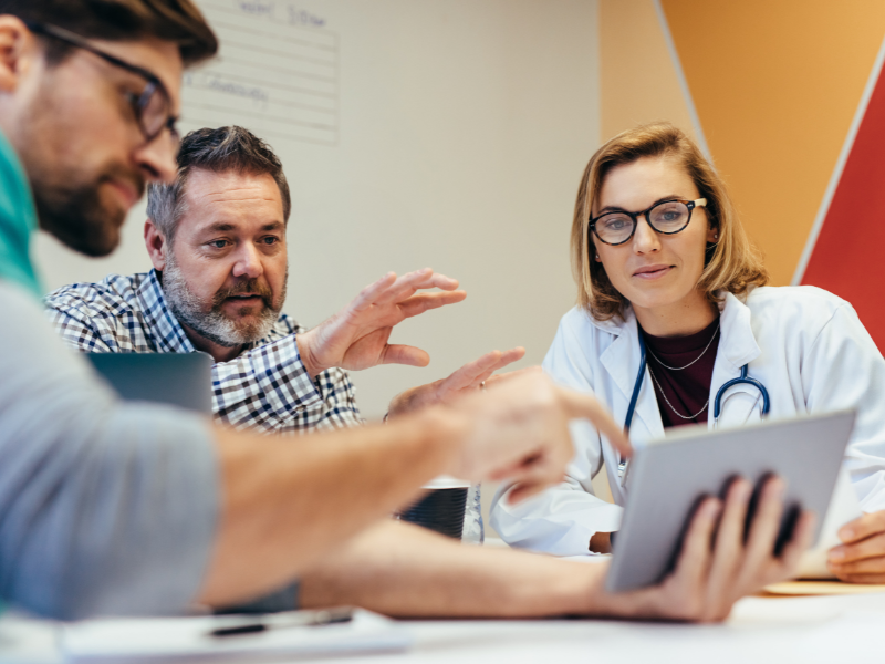 Group of healthcare professionals in a meeting