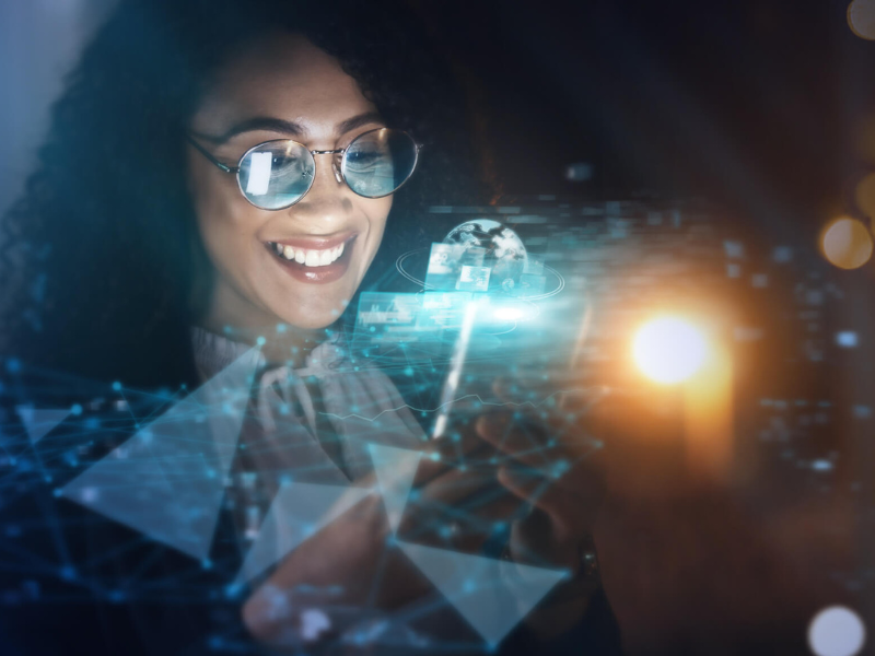 Woman looking at their smartphone
