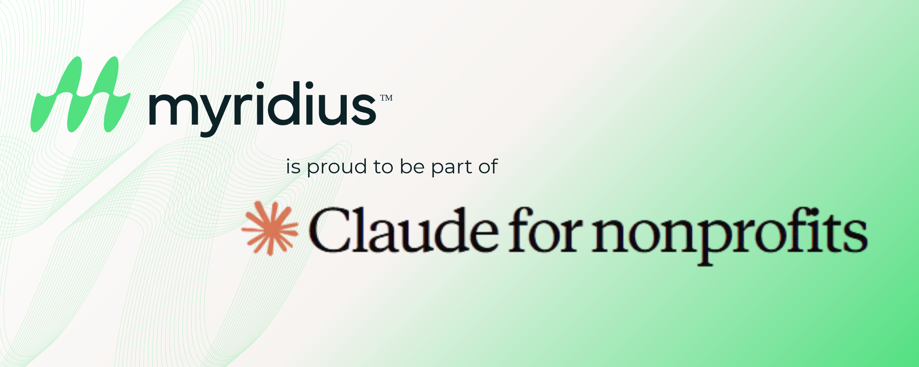Myridius x Claude non profit news banner