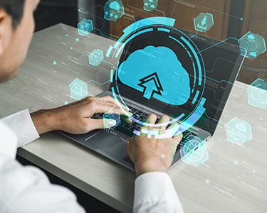 Cloud computing technology and online data storage for business network concept