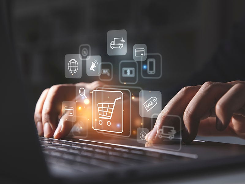 Online shopping and e commerce concept