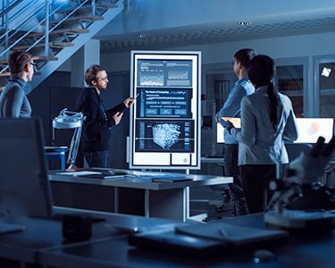 Project-Manager-Does-Motivational-Presentation-or-Team-of-Electronics-Development-Engineers